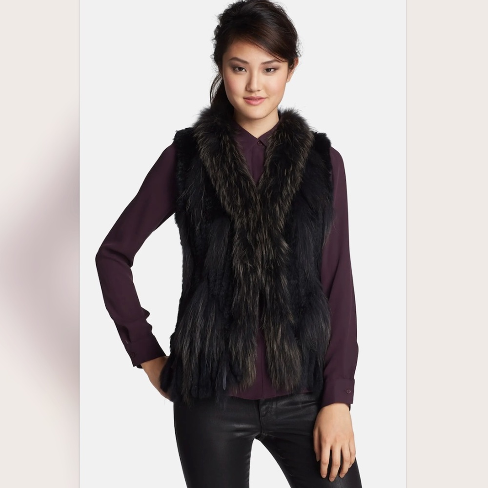 NWT Linda Richards Rabbit/Raccoon Fur Vest